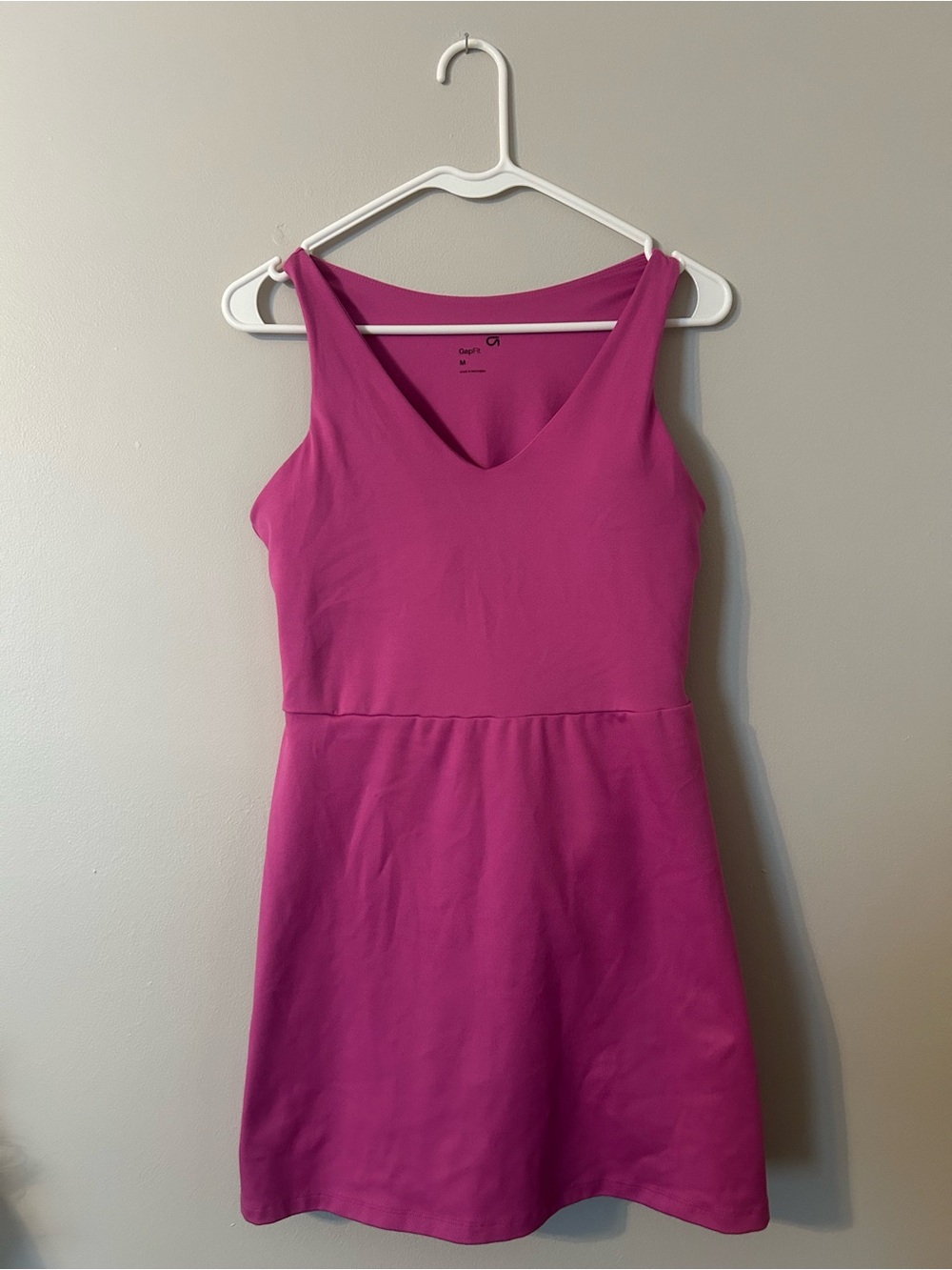 Bright Pink V-Neck Athletic Dress with built in shorts